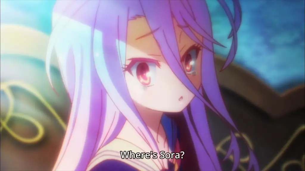 Ekspresi Wajah Shiro yang Menarik Gambar close-up Shiro dari No Game No Life
