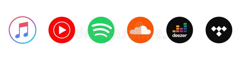 Logo dari beberapa platform streaming film populer Logo berbagai layanan streaming film